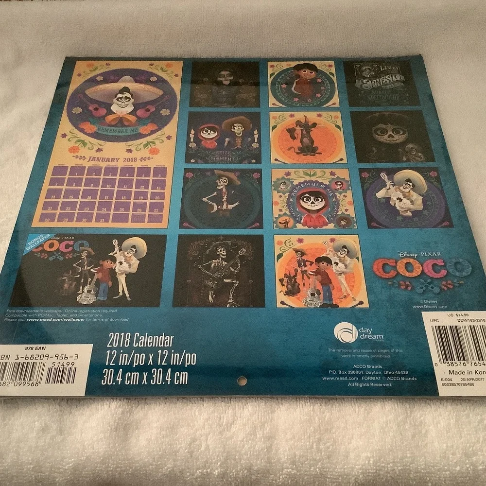 Disney Pixar Coco 2018 Calendar NIP